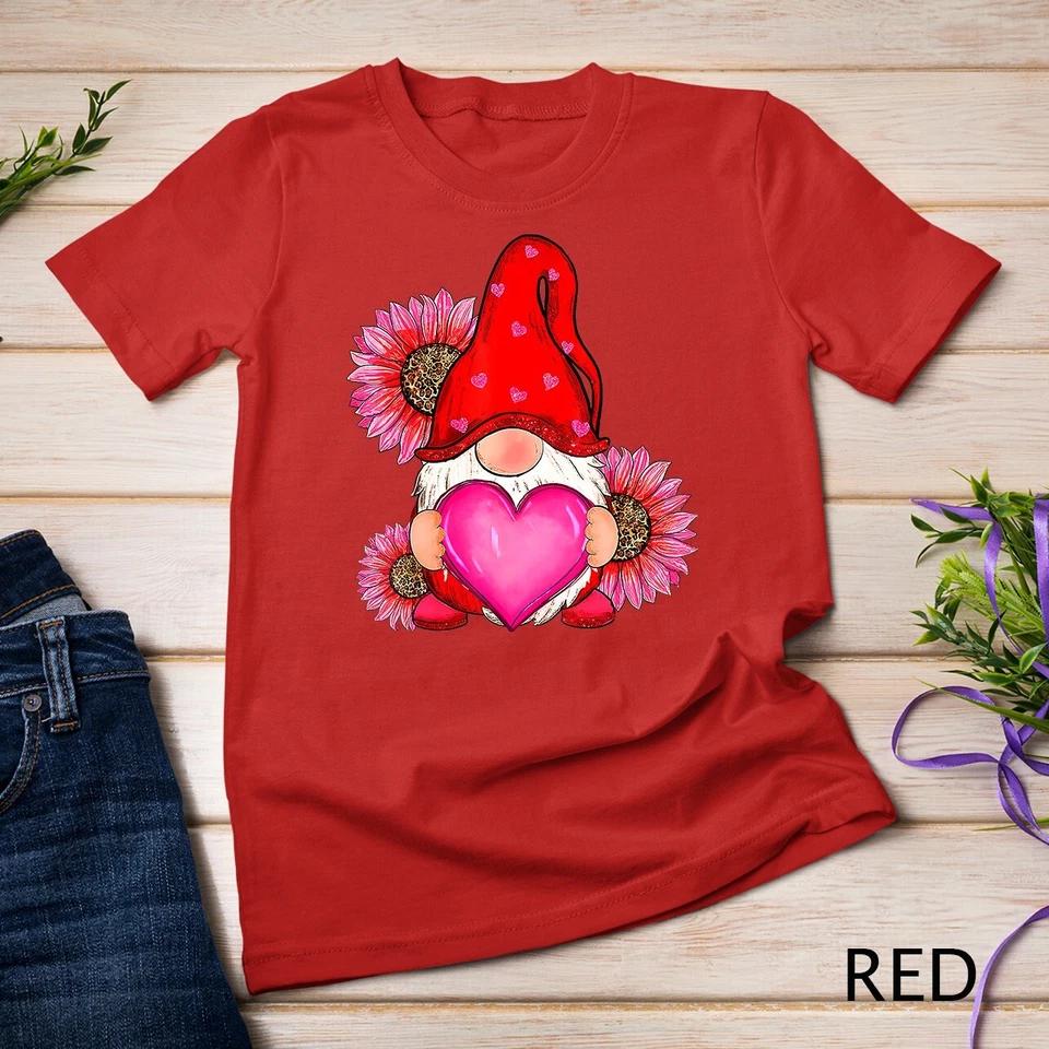 Happy Valentine s Day Gnome with Leopard Sunflower Valentine Unisex T-shirt 1 3XL