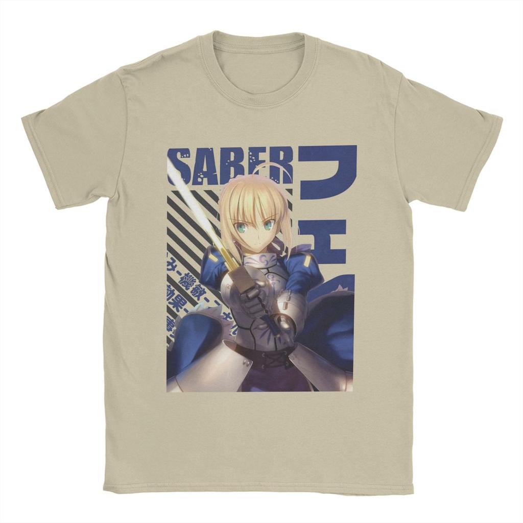 Amazing Fate Stay Night Saber T-Shirts Men O Neck Cotton T Shirts Anime Short Sleeve Tees Plus Size Clothing