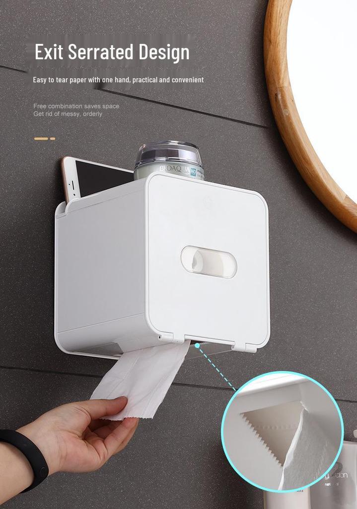 Waterproof No-Punch Toilet Paper Storage Rack and Towel Holder