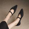 Krazing Pot Sheep Skin Summer Spring Autumn Low Heels Women Square Toe Mary Janes Shallow Pleated Decoration Pumps
