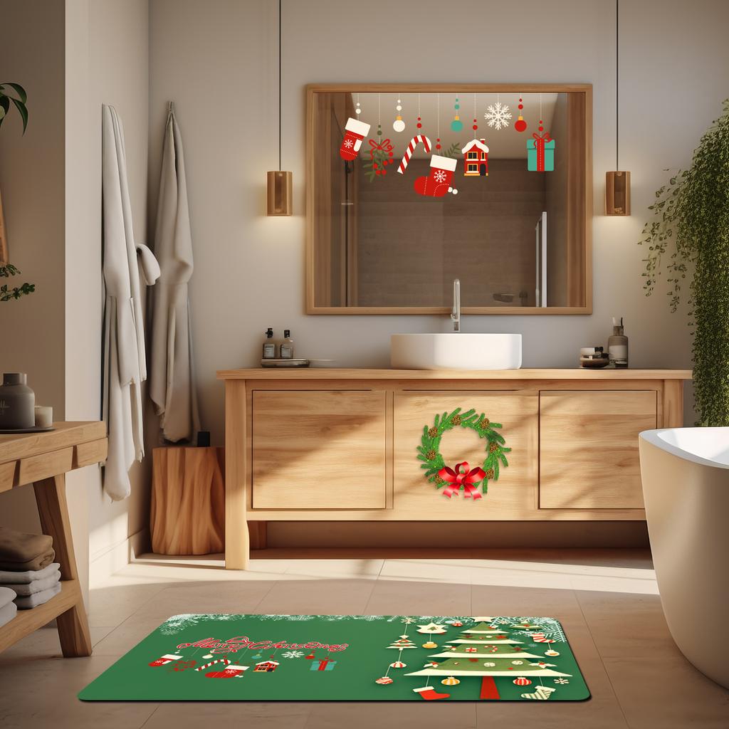 SANFAN Customizable Christmas Multipurpose Floor Mat Doorway Bath Mat Kitchen Mat