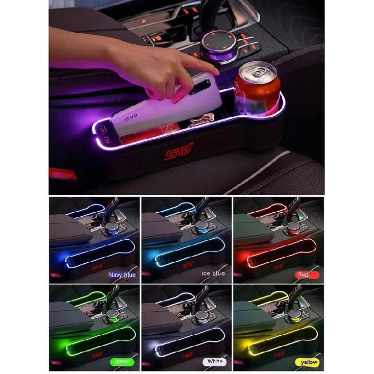 For Subaru STI Outback Brz Wrx Xv Ascent Forester Impreza Legacy Car Sewn Seat Gap Crevice Slot Storage Box light USB Charging