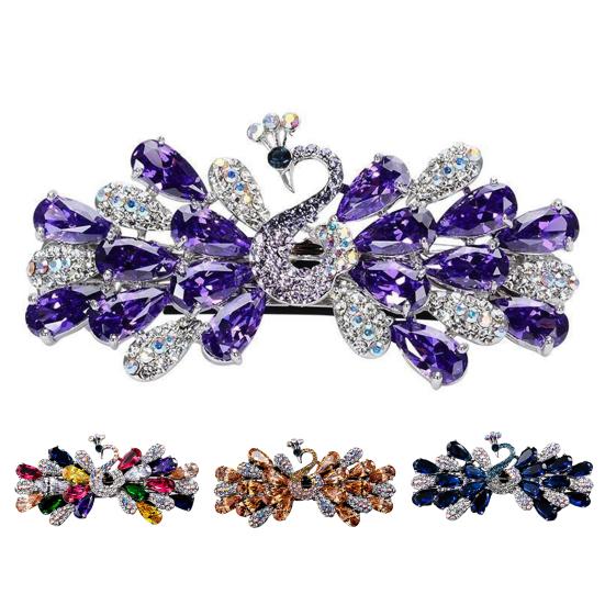 Beautiful Non-Slip Delicate Headdress Women Symmetrical Geometry Rhinestone Hair Barrette for Dating Clip