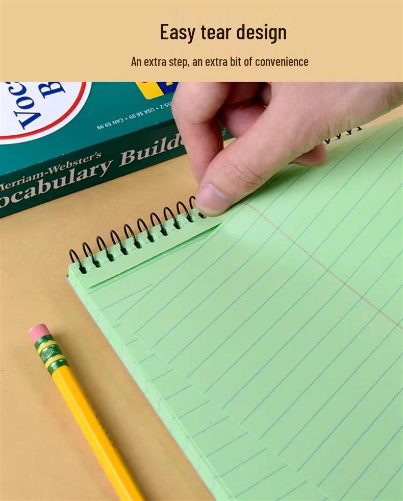 Kaisa Steno Pad: A5 Speed Writing Notebook with Green Inner Pages, 80 Sheets, Symmetrical Columns, Easy-Tear, Wide Line Spacing.