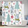 Cute Bunny Christmas Tree Decor Shower Curtain for Bathroom Kids Room Cartoon Print Home Decor Waterproof Fabric 72 Inches X 72