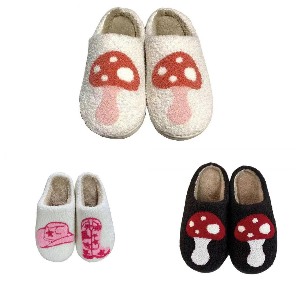 Mushroom Winter Cozy Home Slippers With Non Slip Rubber Sole For Men And Women