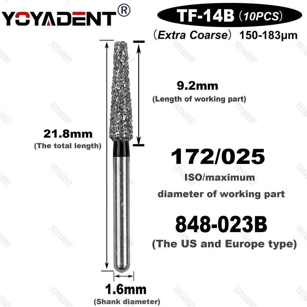 TF Type Extra Coarse Dental Bur Diamond Burs Dentistry Drills Dia.1.6mm For High Speed Turbines Dentist Grinding Tool 10pcs/Pack