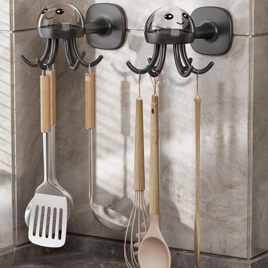 Kunststoff Wandhänge-Aufbewahrungsregal mit starkem Klebe-Tragfähigkeit Cartoon-Oktopus-Form Sechsarm-Design Badezimmer-Aufbewahrungsregal
