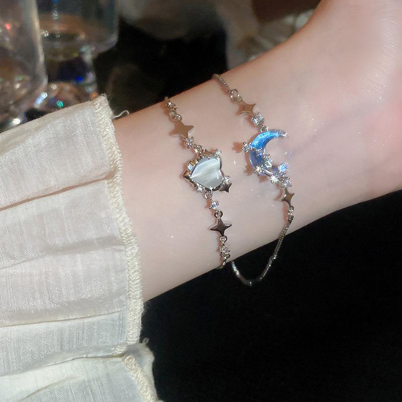 Shiny Blue Crystal Star Bracelet & Bangle for Women 2026 New Designer Luxury Zircon Adjustable Butterfly Bracelets Jewelry Gift