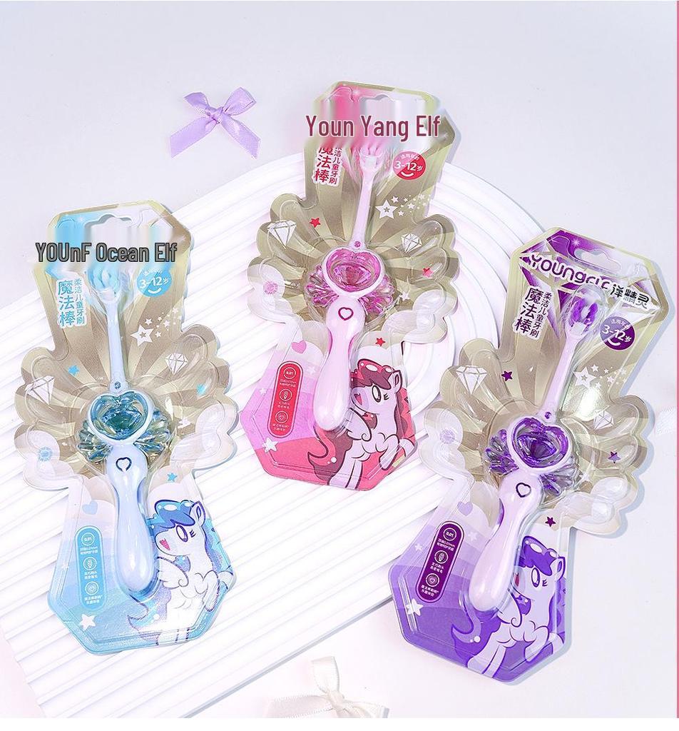 Magic Wand Toothbrush for Kids - Soft Bristles, Fairy Design, Three Colors, Individually Packaged