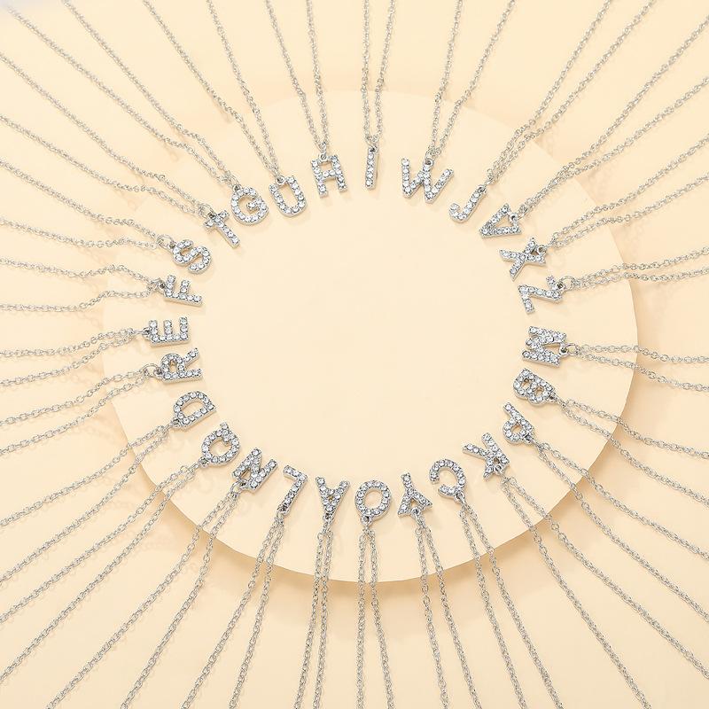 Fashion Shining A-Z Letter Pendant Charm Necklace 26 Initial Alphabet Name Clavicle Chain Party Valentine'S Day Jewelry Gift