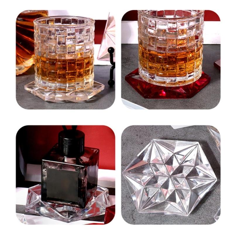 Diy Crystal Epoxy Hexagon Square Coaster Mirror Silicone Mold Dish Tray Mold for Casting with Resin Concrete Cement