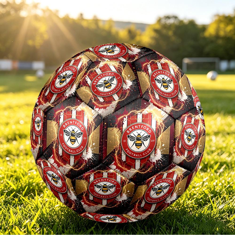 Brentford FootballPrinted Size 5 Soccer Bl, Anti Slip Adult Match Football Souvenir for Football Fans