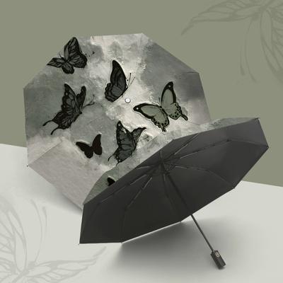 Parapluie de soleil pliant entièrement automatique à double usage National Wind Sunny Rainy Anti UV noir adhésif parapluie de soleil étudiant parapluie femme