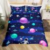 Cartoon Astronaut Duvet Cover Set Moon Clouds Starry Sky Quilt Cover Microfiber Galaxy Bedding Set Twin King For Boys Girls Gift