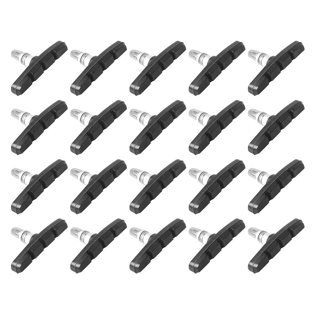20-1PCS Mountain Road Bike Brake Block Practical Rubber Metal V-brake Shoes Pad Wear Resistant Bicycle Riding Brake Accessories