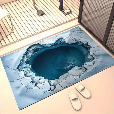 Optische Täuschung Fußmatte 3D Loch Bereichsteppich Realistische Bodenlose Grube Eingangsmatte Rutschfeste Fußmatte für Wohnzimmer Schlafzimmer Spielzimmer Veranda Dekor