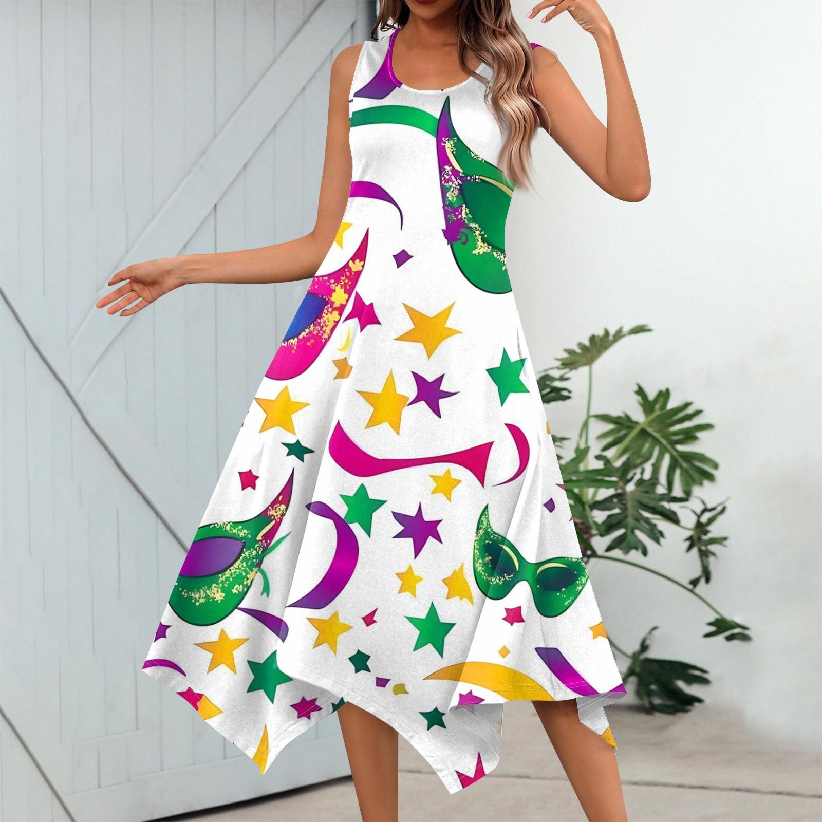 

Женское повседневное модное платье миди без рукавов с круглым вырезом и нерегулярным подолом S белый