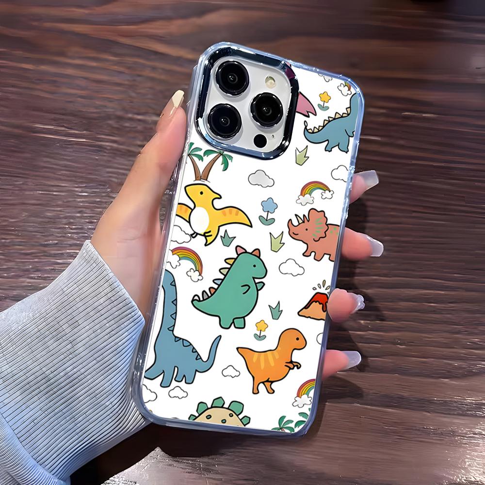 Cute Cartoon Dinosaurs Phone Case For IPhone 17 Pro Max 16 15 14 Pro Max IPhone 13 Pro Max 11 Plus Transparent Cover