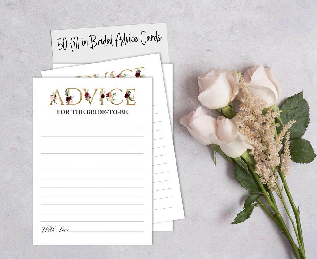 Inkdotpot Bridal Shower Games Advice For The Bride Set Of 50A  FloralA  Mad Libs Game