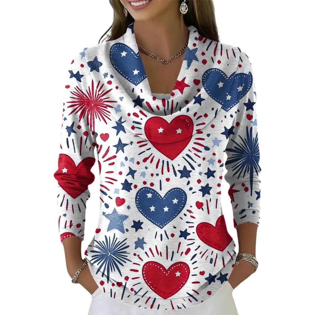 Dámský ležérní a módní svetr s dlouhým rukávem a potiskem, kulatým výstřihem