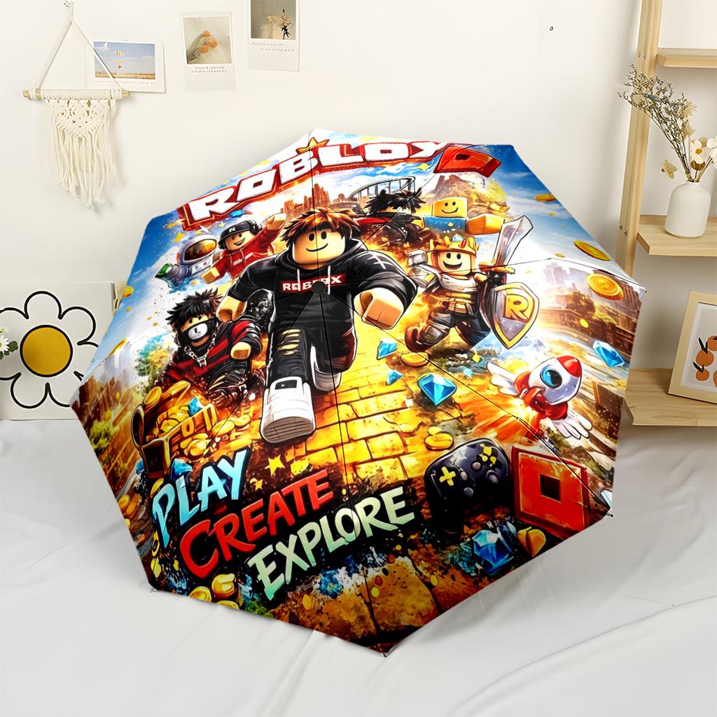 Roblox: Play Create Explore Outdoor Automatic Umbrella Compact 8-Rib Design Compact Design Durable Everyday Carry Umbrella Fashion Lovers