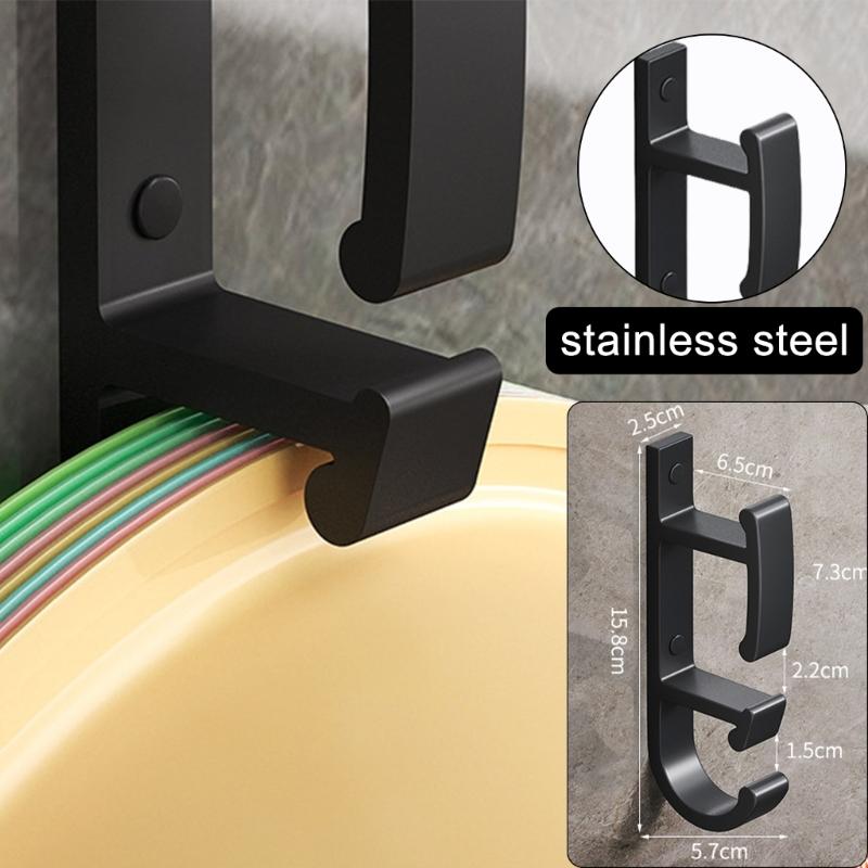 Heavy Duty Washbasin Hook Black Space Aluminum Robes Towel Hook Hanger Bathroom Basin Organizers for Hanging Washbasin