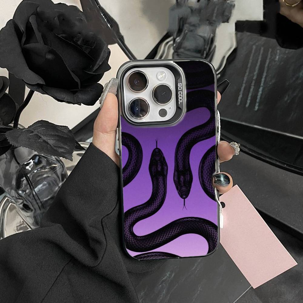 D-Snake Classic Phone Case For iPhone17, 16,15,14,13,12 Pro Max Black Candy Matte Shockproof Cover