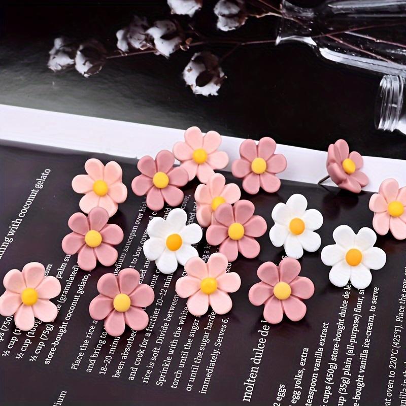 20pcs Pink Floral Pushpins - Decorative Resin Flower Thumbtacks for Photo Walls & Office Supplies
