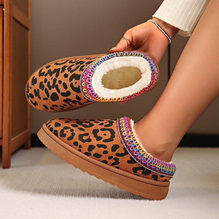 Women's Size 43 Plus Velvet Fur Warm Snow Boots - Thick Sole, Backless, Cotton Slippers