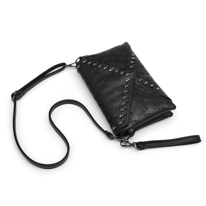 Street Trend PU Women's Bag Single Shoulder Skull Head Diagonal Cross Handheld Personalized Embossed Women's Bag