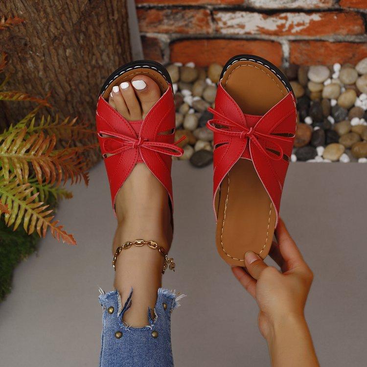 Summer Fashion Women Bow Wedges Slippers Platform High Heels Shoes Beach Flip Flops Female  Sandals Casual Slides Big Size 43