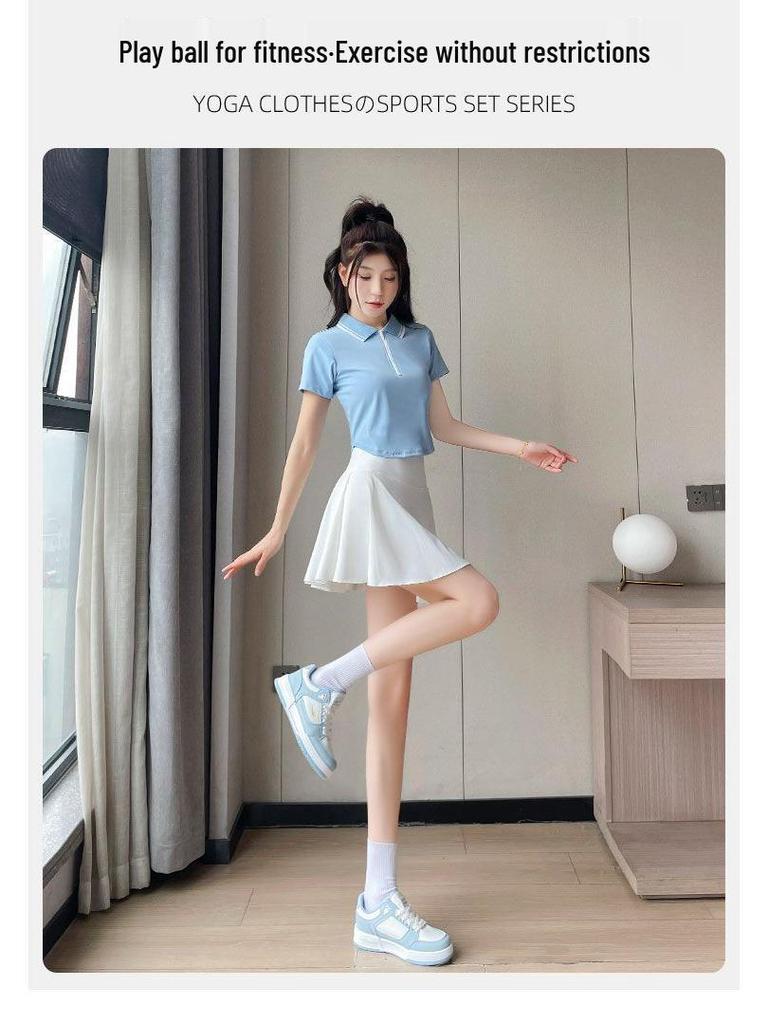 Damen Schnelltrocknendes Sportset: Lässiges Sommer Lauf- & Tennis-Outfit mit kurzem Rock für Fitness