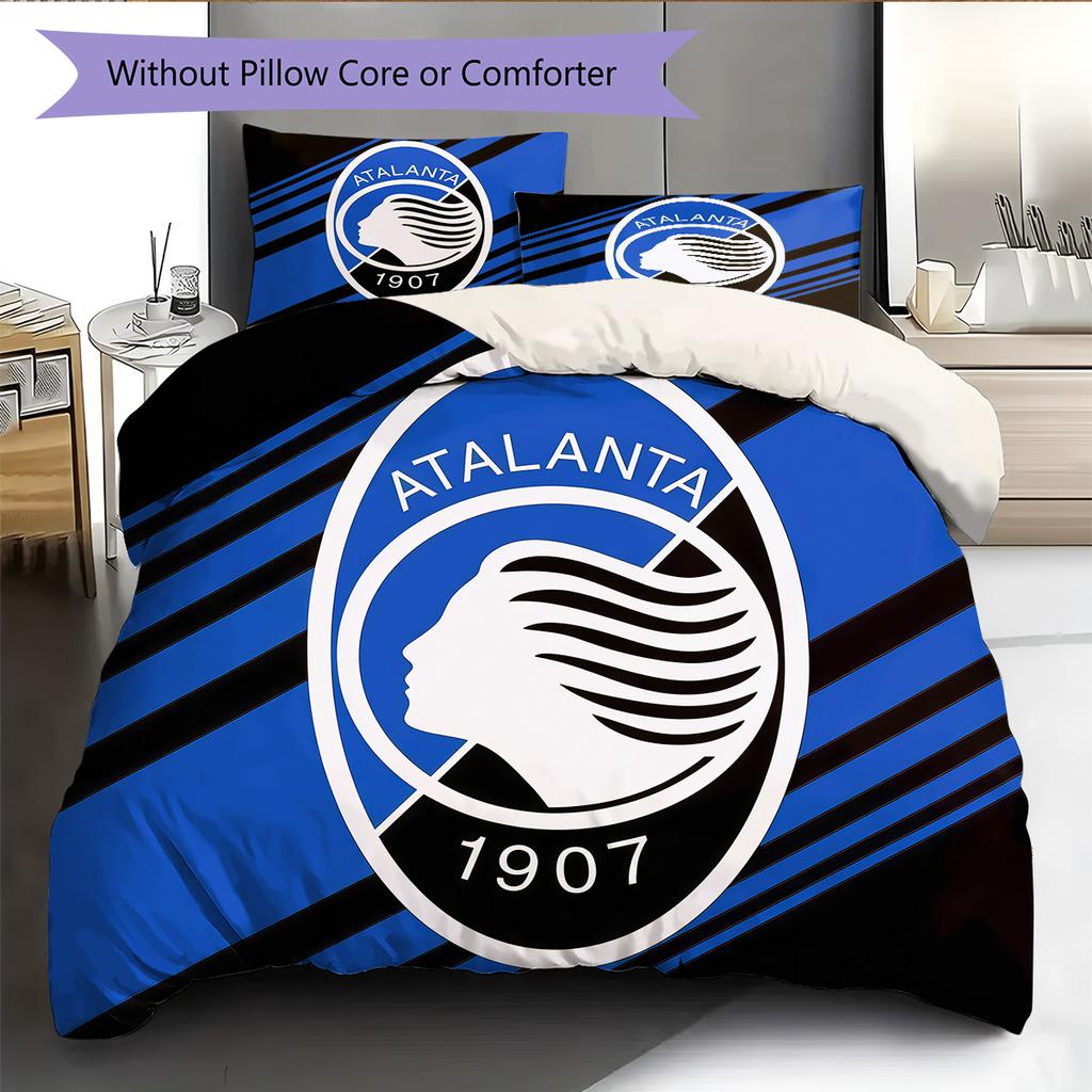 Biancheria da letto con motivo logo Atalanta BC Decorazione per la casa Regalo di compleanno (1 * copripiumino + 2 * federa, senza nucleo)