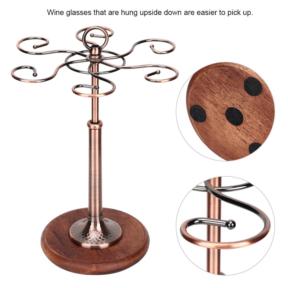 Desktop Iron 6 Bottles Wine Cup Rack Glass Holder Display Shelf Organizer DecorationBronze