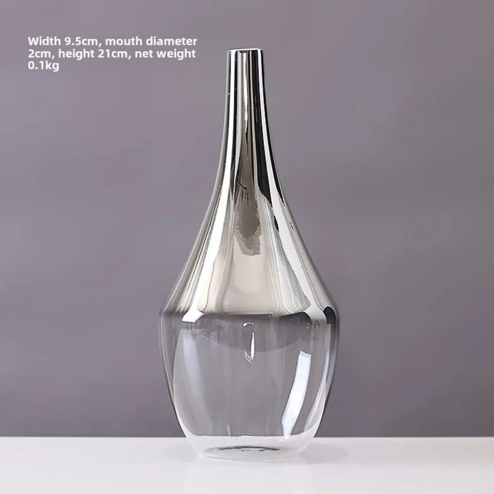 2025 New Brand Nordic Glass Vase Creative Silver Gradient Dried Insert Desktop Terrarium Jewelry Decoration Plant Holder