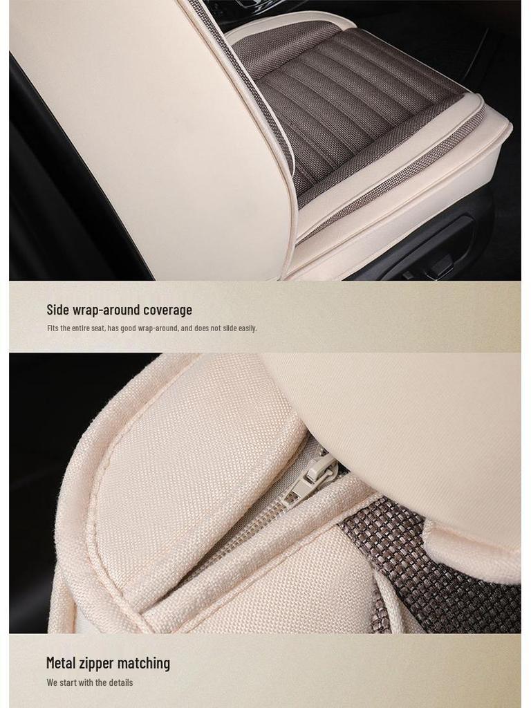 Universal Cotton Linen Car Seat Cover - Four Seasons Enveloping Fabric Cushion