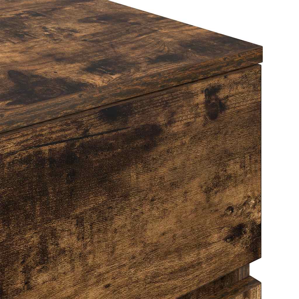Nightstand Smoked Oak Finish 39 X 35 X 65 Cm Engineered Wood