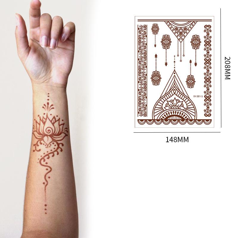 Indian Lace Tattoo Sticker Reddish-Brown Waterproof Tattoo Sticker
