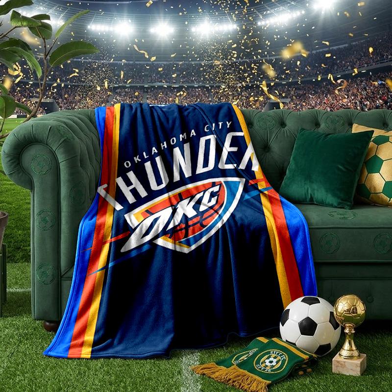 Thunder Basketball Team Blanket Lightweight Flannel Bedding Blanket Perfect for Travel, Camping, Living Rooms, Offices, Sofas, Fan Christmas Gift