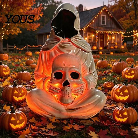 Exquisite Halloween Light for Display Skull Light, Spooky Gothic Style Ornament, Waterproof Decorative Handmade Sculpture Meditation Indoor Tabletops