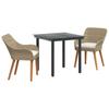 Garden Dining Set with Cushions 3 Pcs Beige Poly Rattan