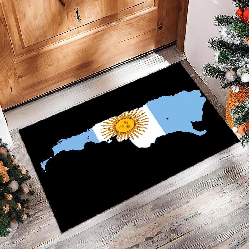 Tappeto in Flanella Stampato Squadra Nazionale di Calcio Argentina Antiscivolo Morbido Poliestere Tappeto per Pavimento Tappetino Decorativo per Interni per Camera da Letto Soggiorno Divano