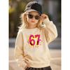 Kids Unisex Black Crewneck Sweatshirt, Graffiti Pink Yellow 3D 67 Number Print Long Sleeve Pullover, Casual Sweatshirt for Boys Girls Over 4 Years Old