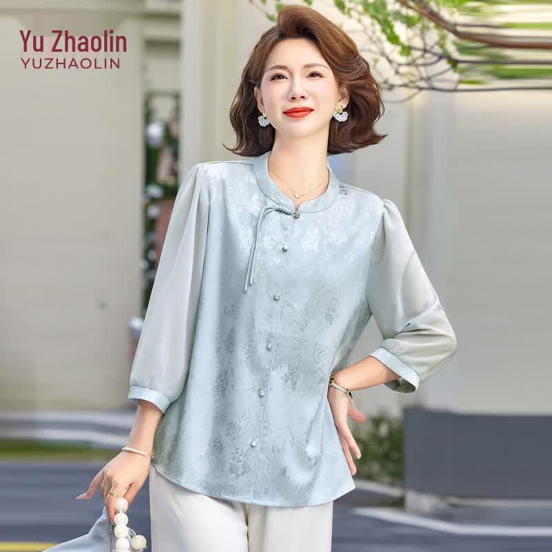 

YUZHAOLIN Women s Retro Stand Collar Blouse 4XL