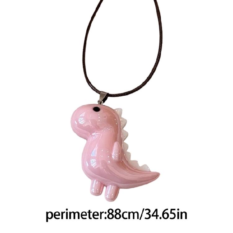 Stylish Long Chain Necklace Resin Dinosaur Pendant Neckchain for Women and Men Vintage Jewelry Unique Animal Accessory