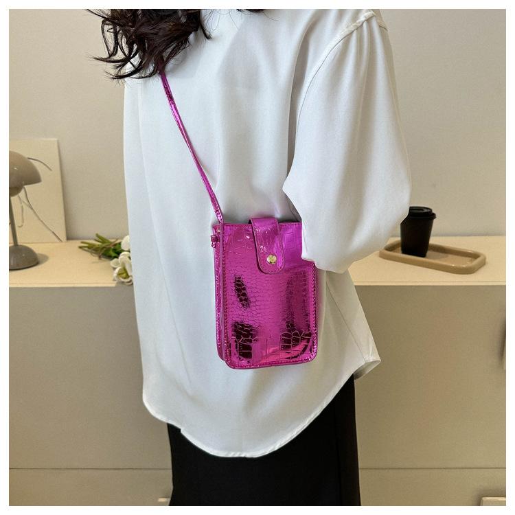 Lackleder Helle Vertikale Handytasche Mode Mädchen Kleine Quadratische Tasche Neue Koreanische Version Von Stein Einzelne Schulter Crossbody Tasche