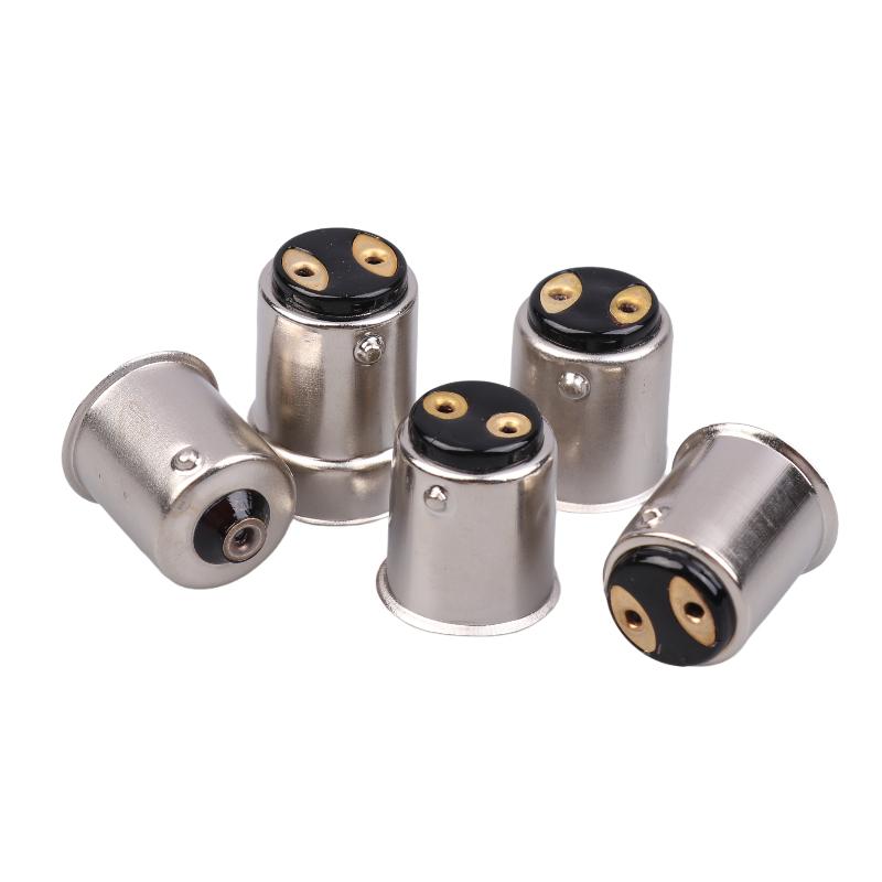 10Pcs B15 Brass-Nickel Plated Lamp Cap 1156 Single Contact Bayonet Auto Lamp Holder Ba15S Bay15D Auto Bulb Holder Cap