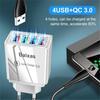 4-Port USB Mobile & Tablet Travel Charger, US & EU Standard, 3A