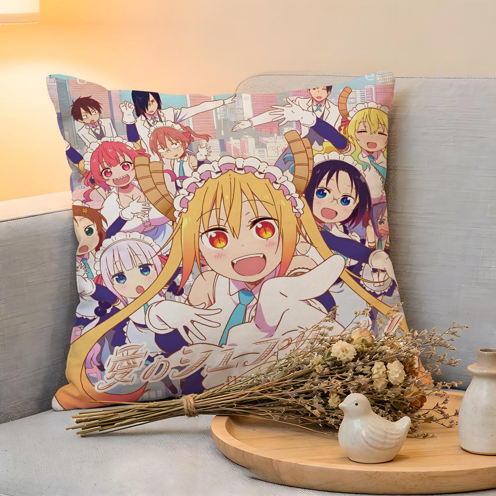 Cushion Cover Linen SkinFriendly Soft Decorative Case For Sofa Home Decor Miss Kobayashis Dragon Maid Pillow Cover